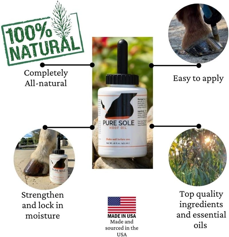 PureSole Hoof Oil - All Natural Hoof Conditioner for Horses with Hoof Oil Brush Applicator - Strengthens, Moisturizes and Treats Hoof Problems - 16 fl oz. - Image 4